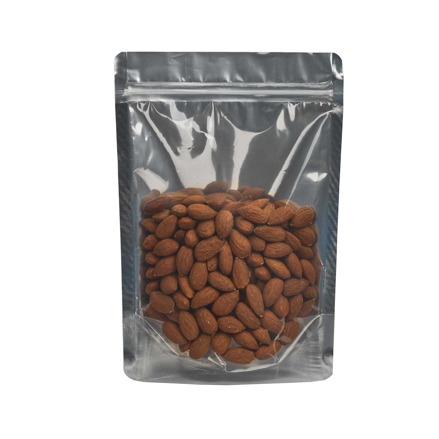 Clear Front Foil/ Black Back Stand Up Pouches w/ Resealable Zip & Tear Notches
