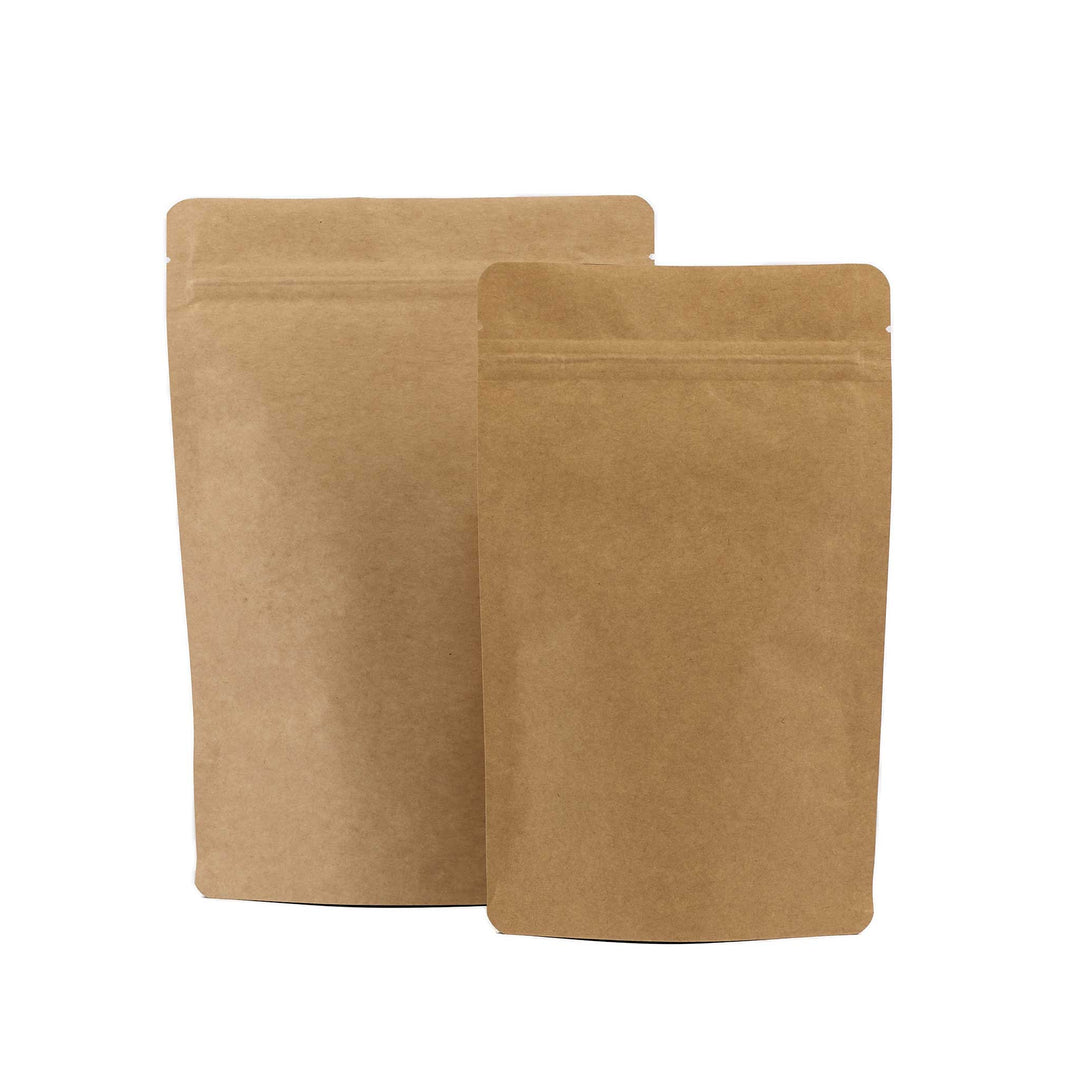 Kraft Paper Stand Up Pouch with Resealable Zip & Tear Notch